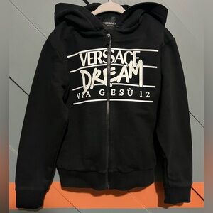 Versace Kids
logo print zipped hoodie